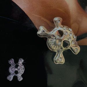 BRA CHARMS/ACCESSORIES 2 NEW IN ORIGINAL PACKAGING SILVER TONE RHINESTONE SKULLS